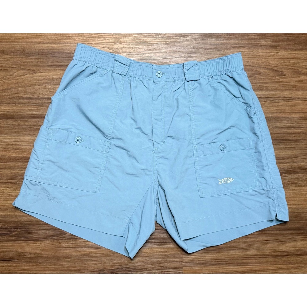 AFTCO Original Fishing Shorts 6" Mens Light Blue Nylon Performance Cargo Sz 38